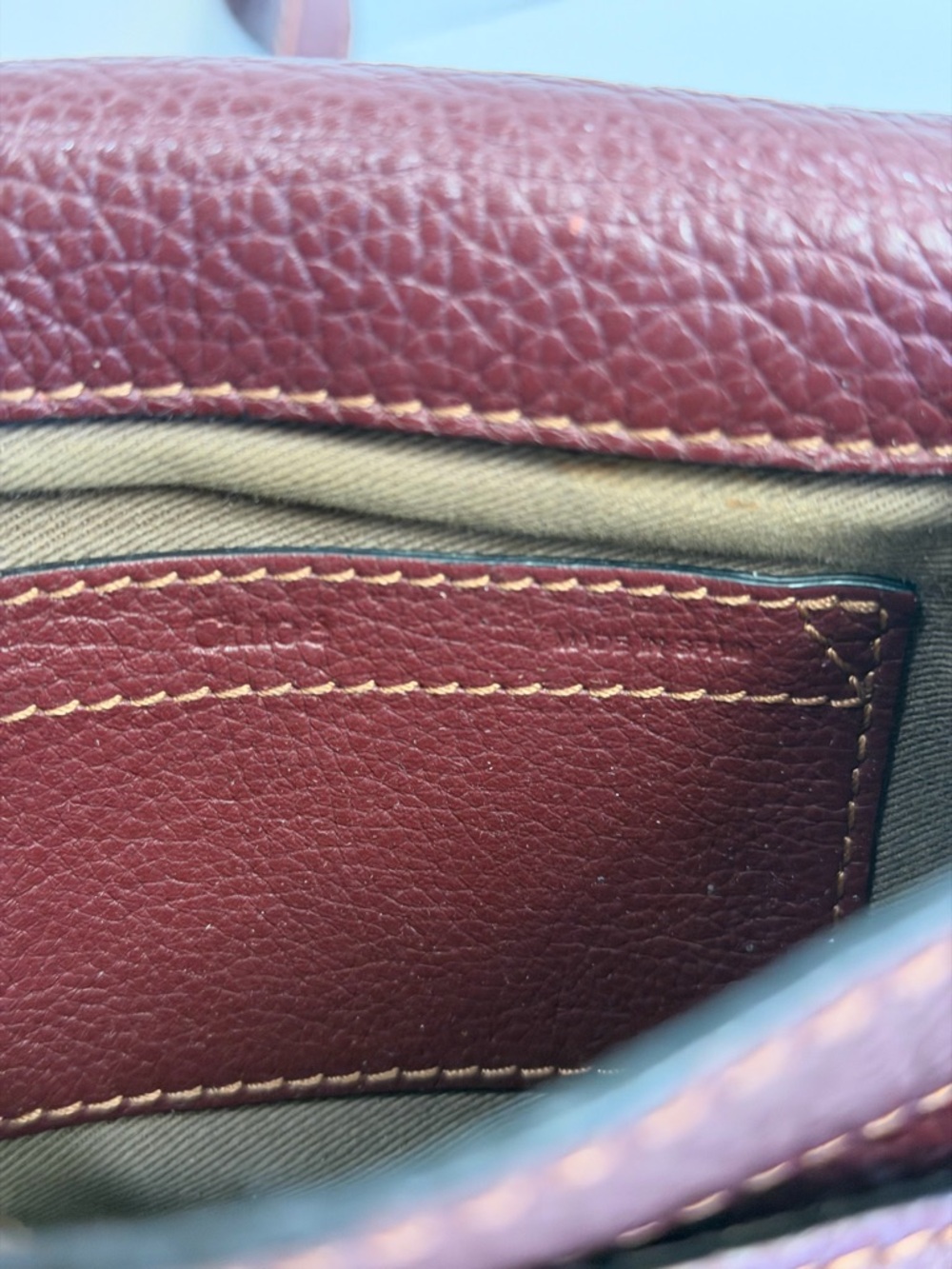 CHLOE Grained Calfskin Small Marcie Saddle Bag Dimness burgundy - Picture 9 of 10